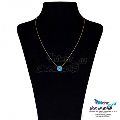 Gold Necklace - Opaline Cheshm nazar Design-MM0713
